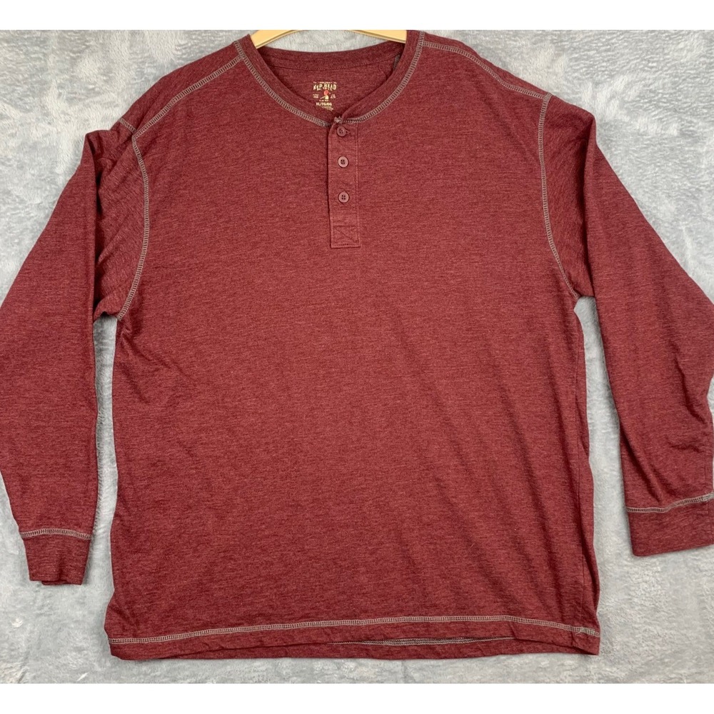 RedHead Long Sleeve Henley Shirt Men's XL Maroon Cotton Blend Casual